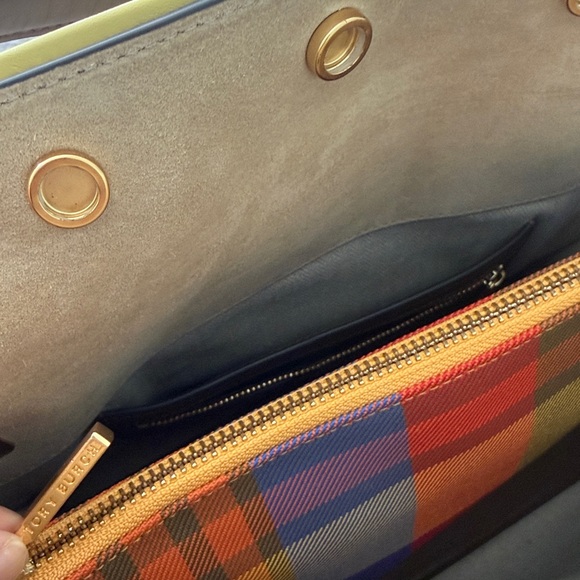 Tory Burch Lee Radziwill Raincoat Double Leather Bag Satchel Beige Yellow Bag - Picture 14 of 17